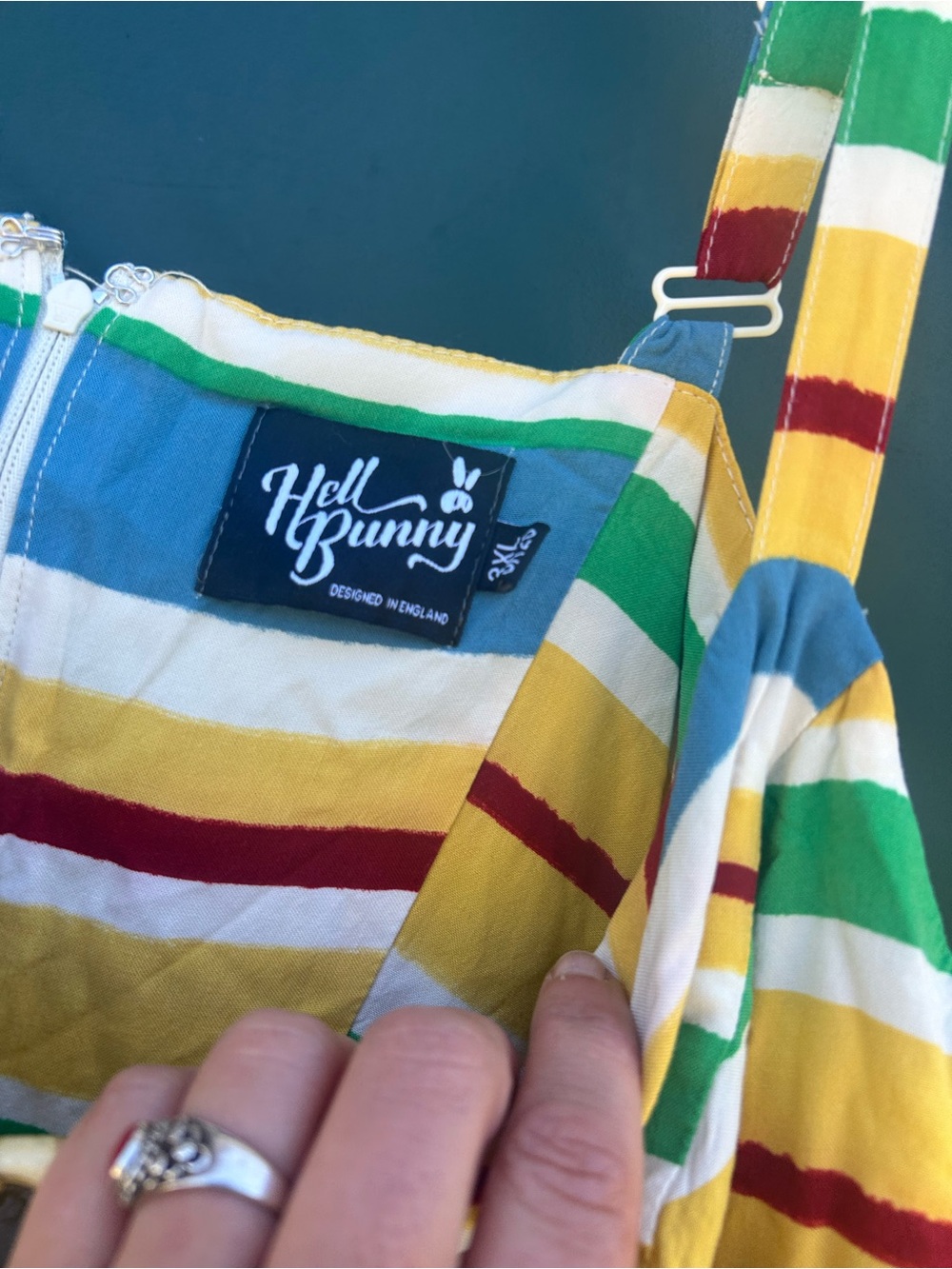 Hell Bunny Multicolor Striped Sundress in Blue, Green, Yellow & Red - Picture 6 of 13